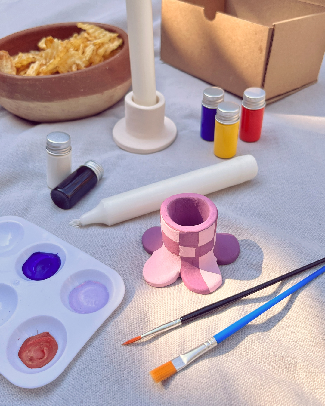 Kit para pintar: Portavelas de Cerámica