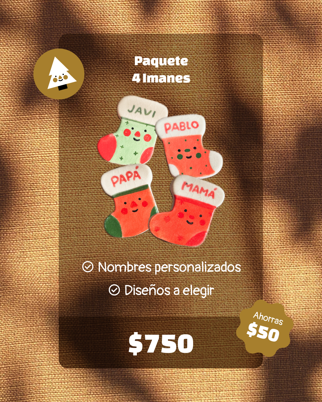 Imán Personalizado Bota Navideña