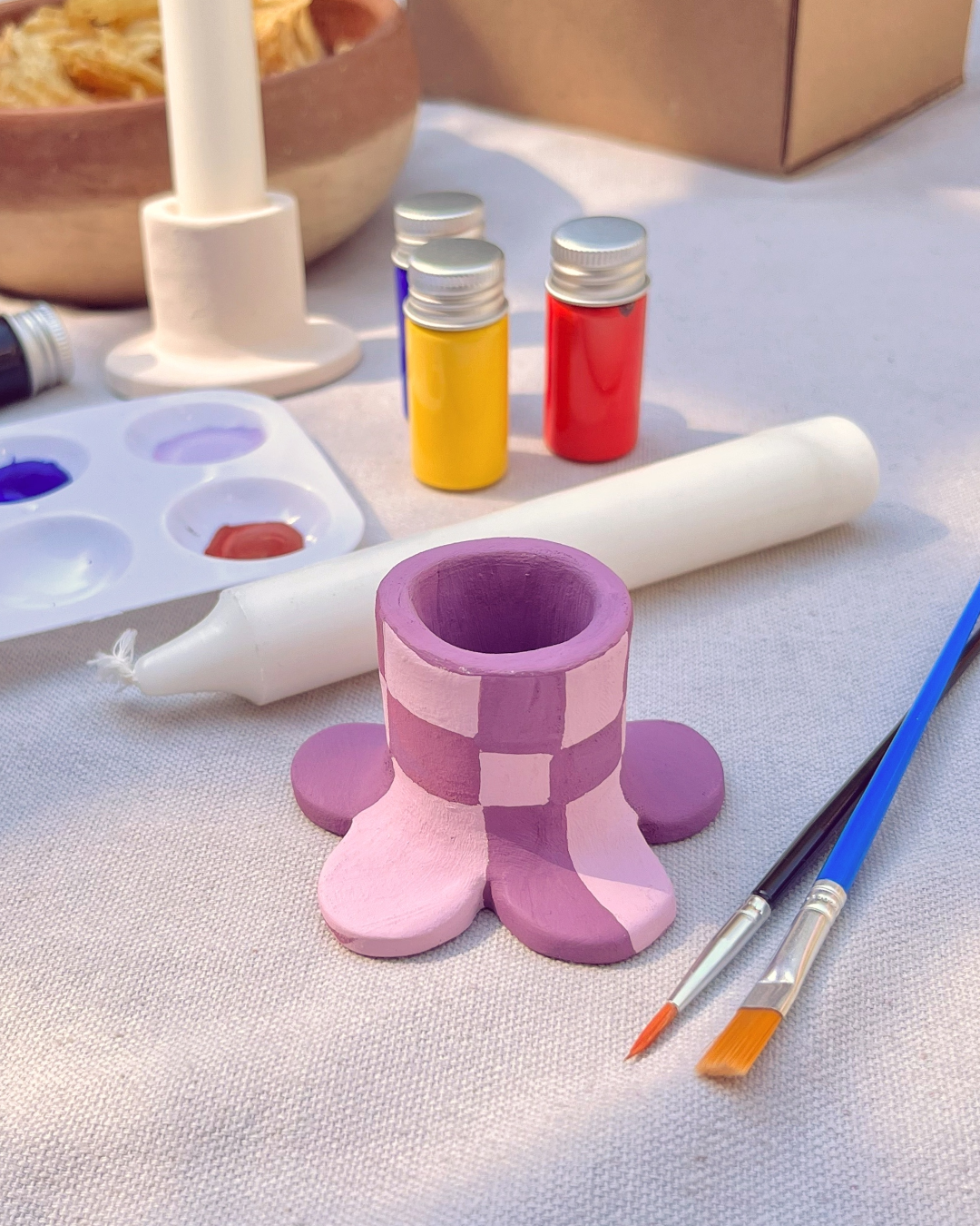 Kit para pintar: Portavelas de Cerámica