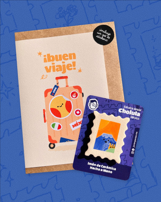 Set de Buen Viaje, Cholula: Tarjeta + Imán