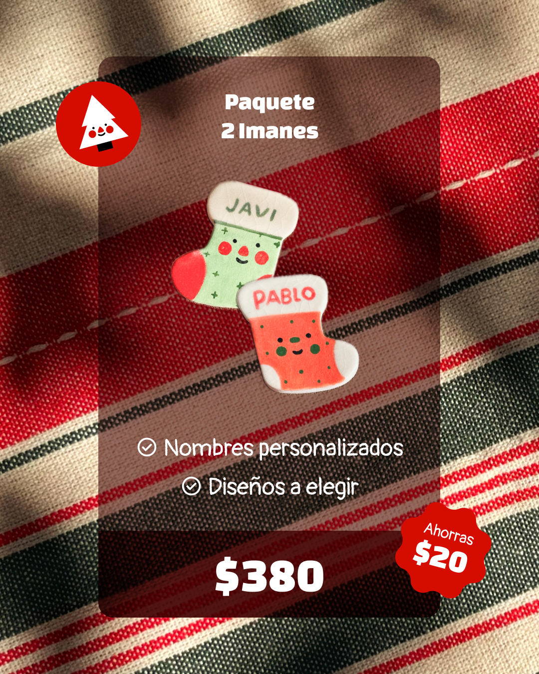 Imán Personalizado Bota Navideña